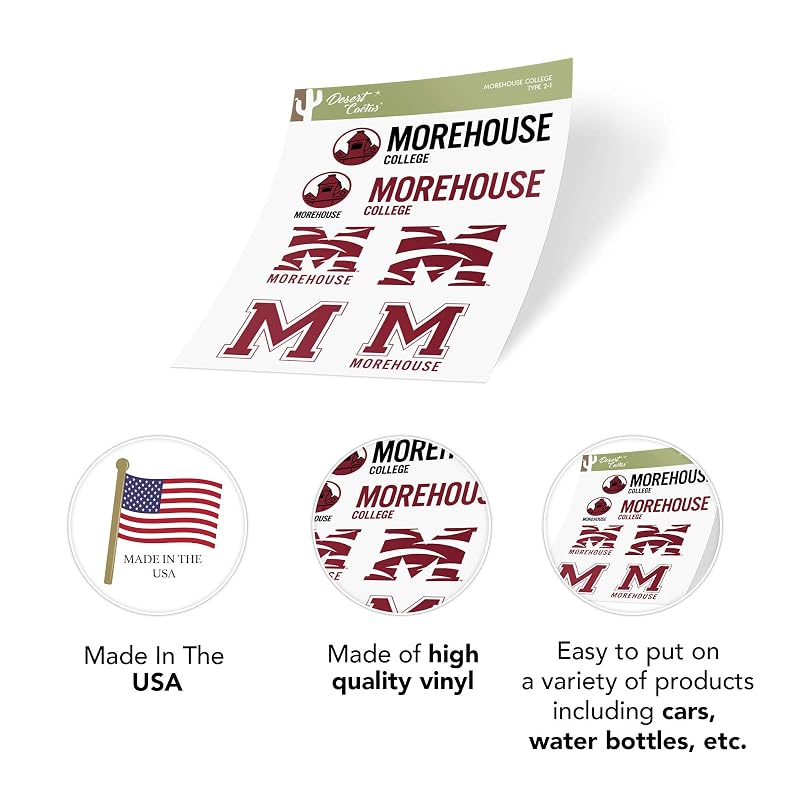 Morehouse Maroon Tigers Desert Cactus Sticker Sheet 8.5 x 11 - Official Licensed