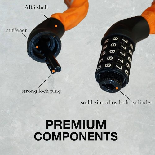 Heavy Duty Bike Lock Chain by [Brand Name] - 5 Digit Combination Anti-Theft Security | 3.2 Feet Long, Orange