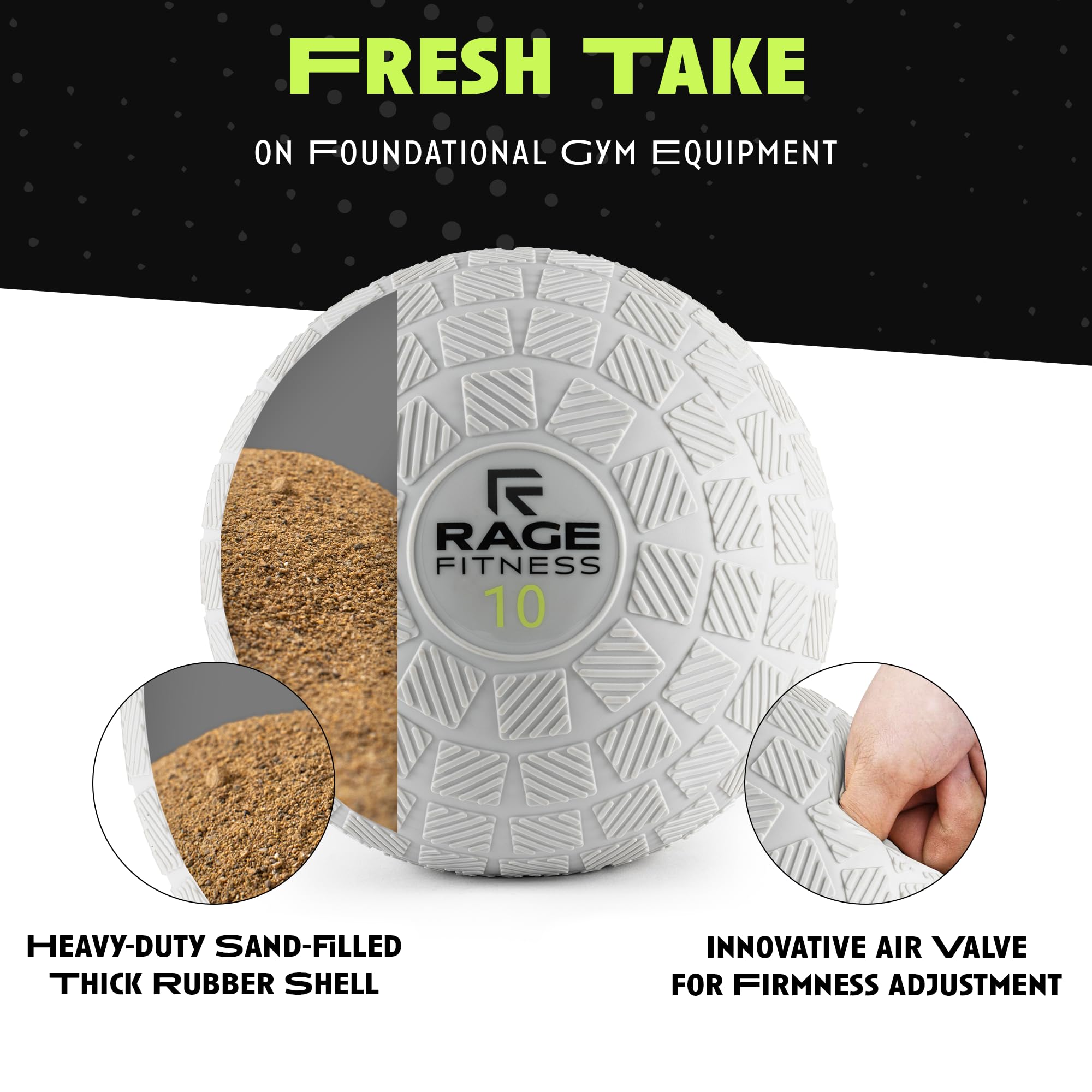 Rage Fitness Slam Balls for Exercise, Tread Texture For Firm Grip, Full Body Exercise Ball, Soft Slam Ball for Exercise, 10lb Weighted Smash Ball, Perfect Toning Ball for Flexibility and Core Workouts