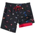 SURF CUZ Mens Swim Trunks with Compression Liner Quick Dry Swim Shorts 7" Swimming Trunks Stretch Zipper Pockets,Starwalk,XS