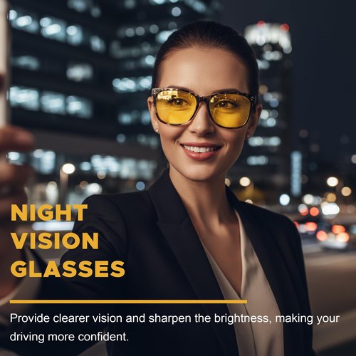 LVIOE Night Driving Glasses for Women Men, Anti Glare Night Vision Glasses Polarized Yellow Lens for Driving, UV400 Protection