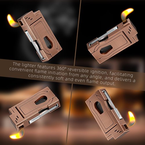 FANKAI Pipe Lighter with Pipe Stand, 3 in 1 Cleaner Tools, Refillable Butane Lighter with Angled Soft Flame, Pipe Lighters for Smoking, Pipe Gift for Father's Day,Christmas Day (Bronze)