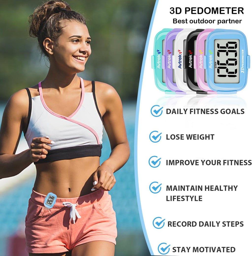 Skiennix 3D Step Counter - Clip-On LED Backlight Pocket Pedometer for Outdoor Fitness Tracking