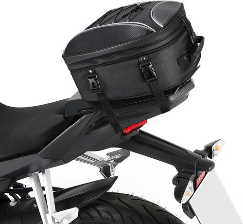 KEMIMOTO Motorcycle Tail Bag - Waterproof Expandable 22L-34L Rear Seat Luggage with 6 Straps