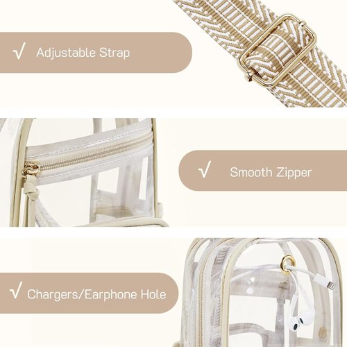 Missnine Clear Sling Bag - Stadium-Approved Crossbody Purse with Side Mesh Pocket | Perfect for Sports & Concerts