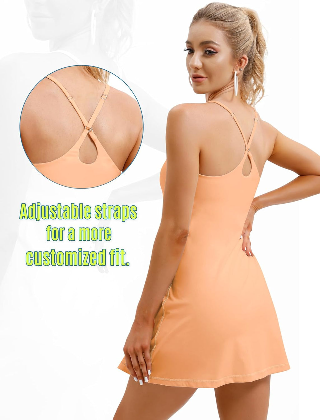 Skiennix Women's Tennis Dress - Athletic Summer Dress with Built-In Bra & Shorts Pockets