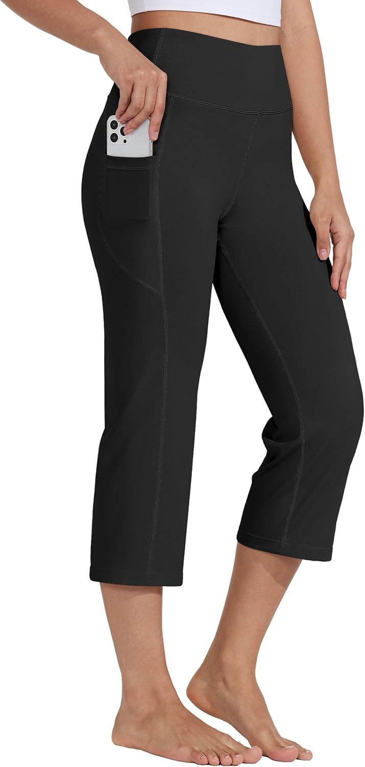 Willit Women's Yoga Capris - High Waist Athletic Leggings for Comfortable Workouts | 21" Length