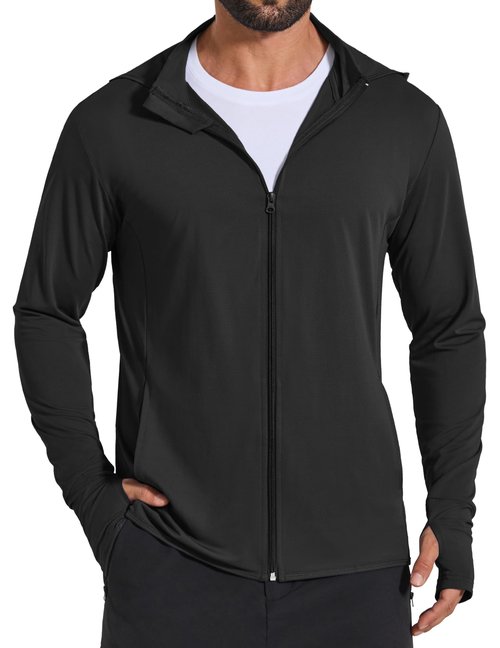 COOFANDY Men's UV Protective Hoodie Shirt UPF 50+ Full Zip for Outdoor Running Hiking