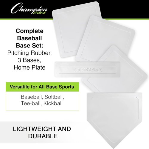 Champion Sports Throw Down Base Sets - Durable Baseball & Softball Practice Bases for All Training Environments