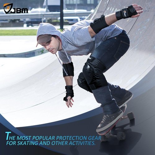JBM Knee Pads, Elbow Pads & Wrist Guards Set - Protective Gear for Inline Skating & Skateboarding