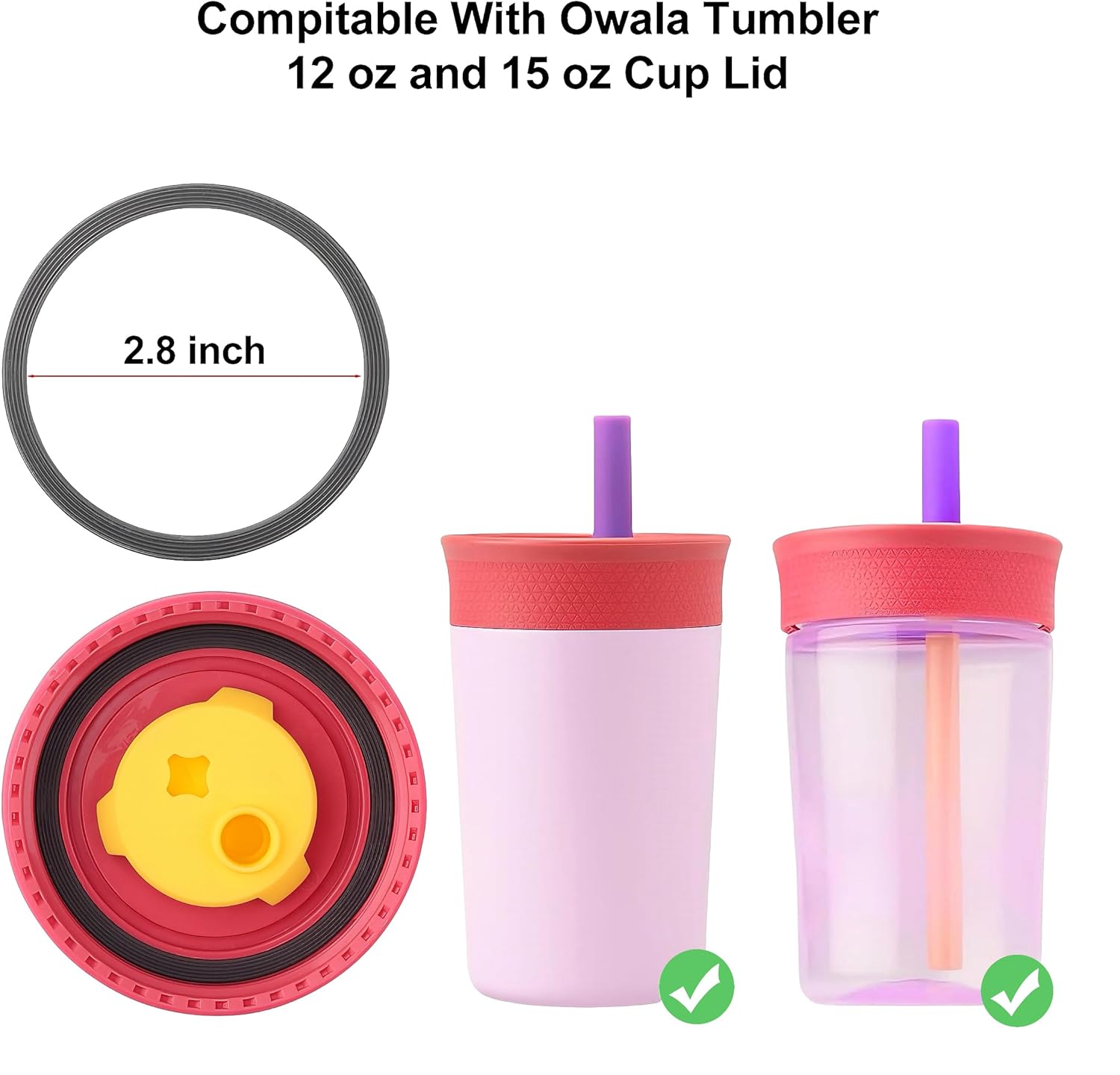 Owala Rubber Gasket Replacement | O Ring Seal for FreeSip Water Bottles & Tumblers - 4 Pack Silicone Seals