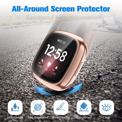 Fintie Nylon Band Compatible with Fitbit Versa 3/4/Sense 2/Sense Bundle with [8 Pack] Fitbit Versa 3 / Fitbit Sense Case