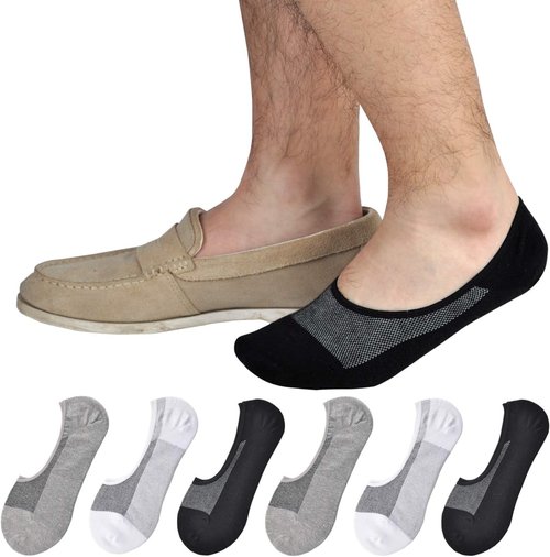 Jormatt Genuine Men's No Show Socks - Low Cut Cotton with Non-Slip Grips for Comfort & Style