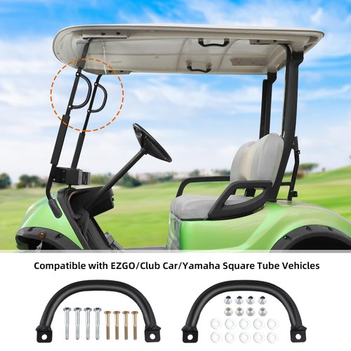 Roykaw Golf Cart Grab Handle Roof Struts Handle Universal Compatible with EZGO/Club Car/Yamaha Square Tube Vehicles, Easy Installation, Set of 2