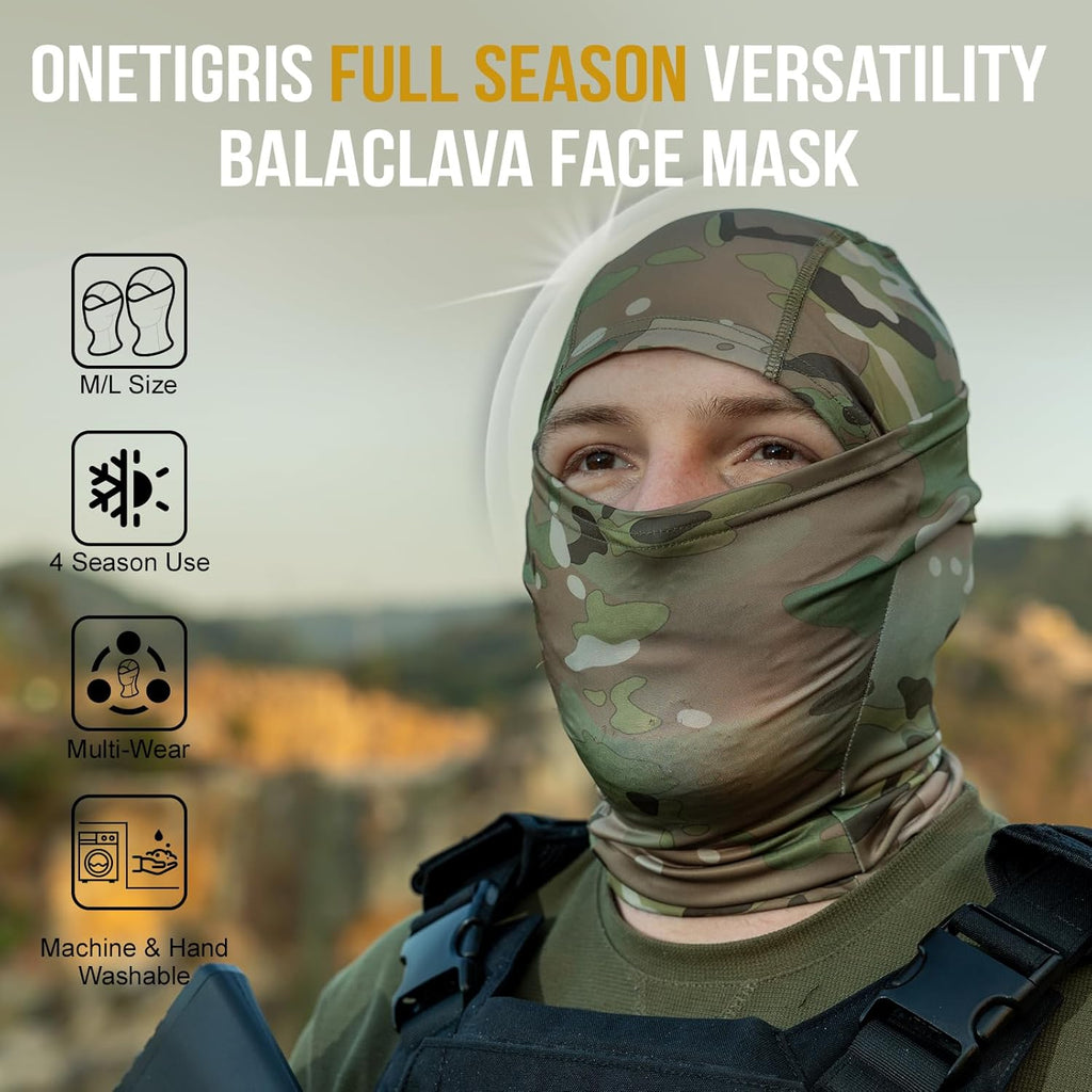 OneTigris Balaclava Face Mask - Tactical Full Head Wrap for Men & Women | Cooling Neck Gaiter for Hiking & Cycling