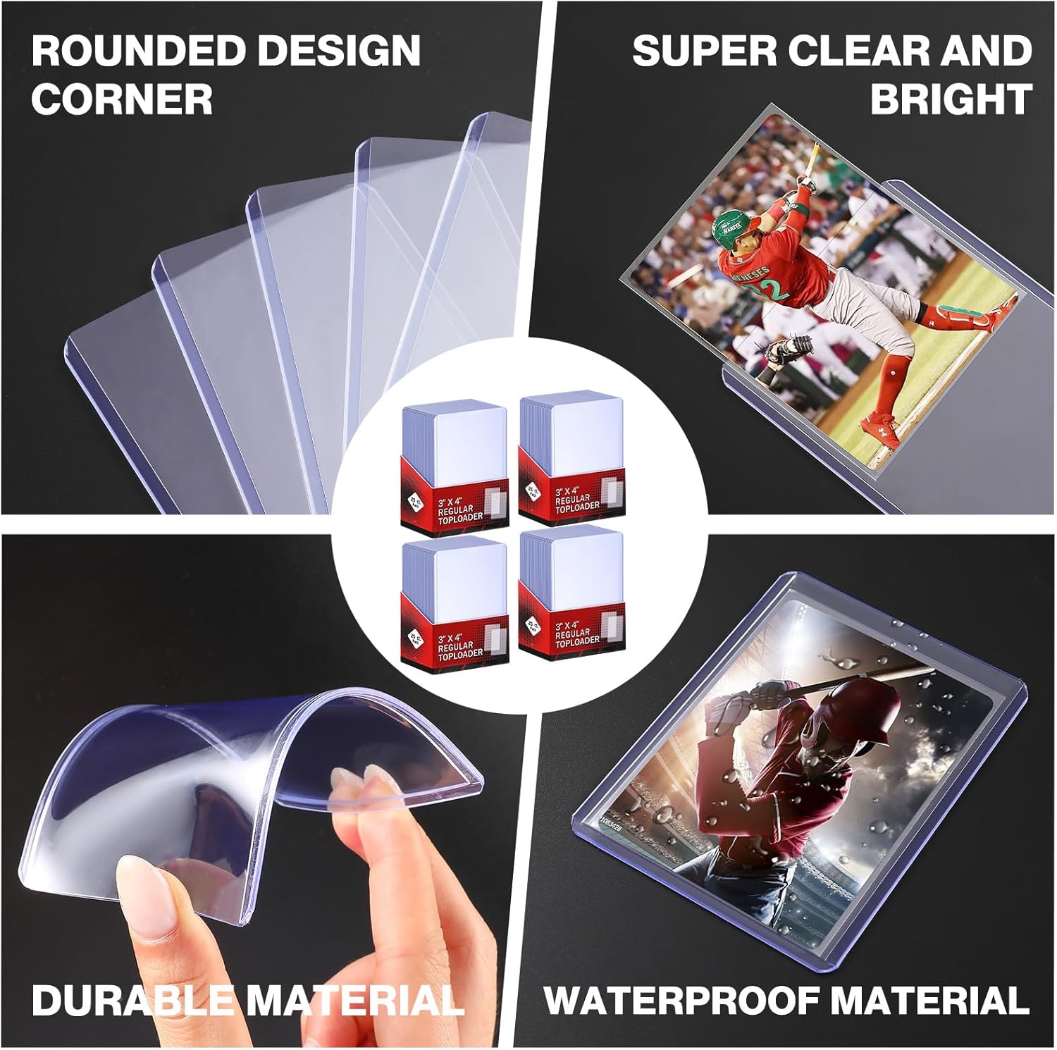 Skiennix 200 Card Sleeves - Top Loaders & Soft Sleeves Bundle | 3" x 4" Hard Plastic Protectors for Sports Trading Cards