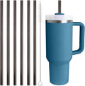 Stanley 6PCS Reusable Tritan Straws - Replacement Straws with Cleaning Brush for 40oz & 30oz Tumblers | Black