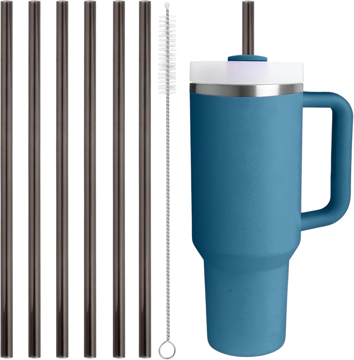 Stanley 6PCS Reusable Tritan Straws - Replacement Straws with Cleaning Brush for 40oz & 30oz Tumblers | Black