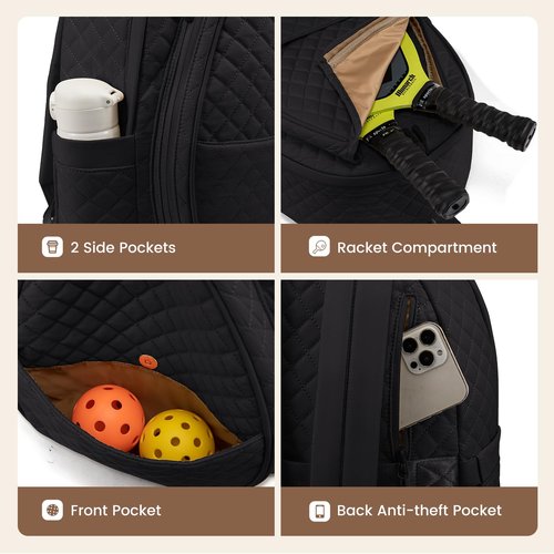 Sucipi Tennis Bags for Women, Lightweight Quilted Tennis Racket Bag, Large Capacity Tennis Backpack for Tennis Racquet, Pickleball Paddles, Badminton