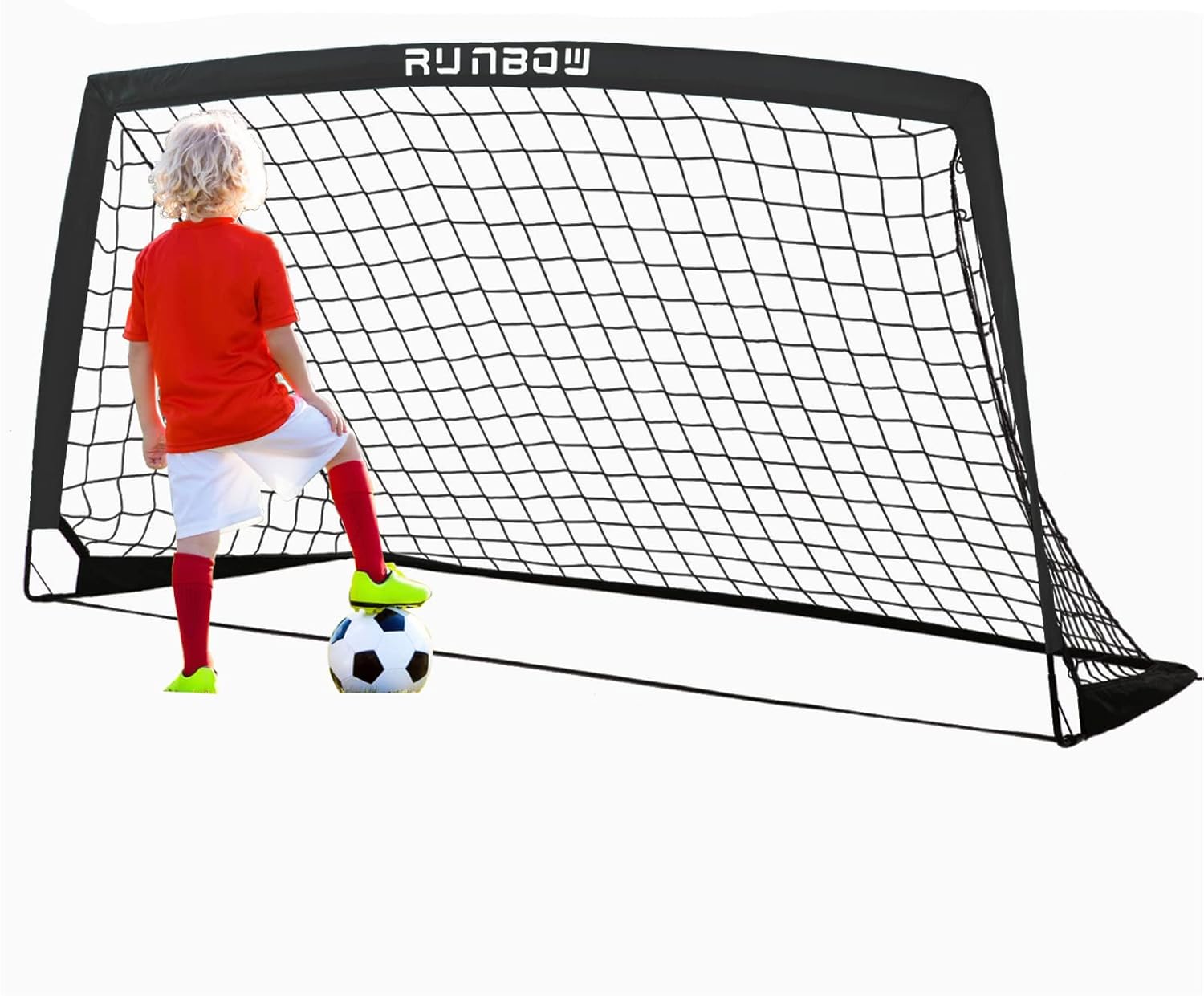 RUNBOW 6x4 FT Kids Soccer Goal with Carry Bag, Portable Folding Soccer Net for Backyard Practice Training, Indoor/Outdoor Use for Youth and Adults