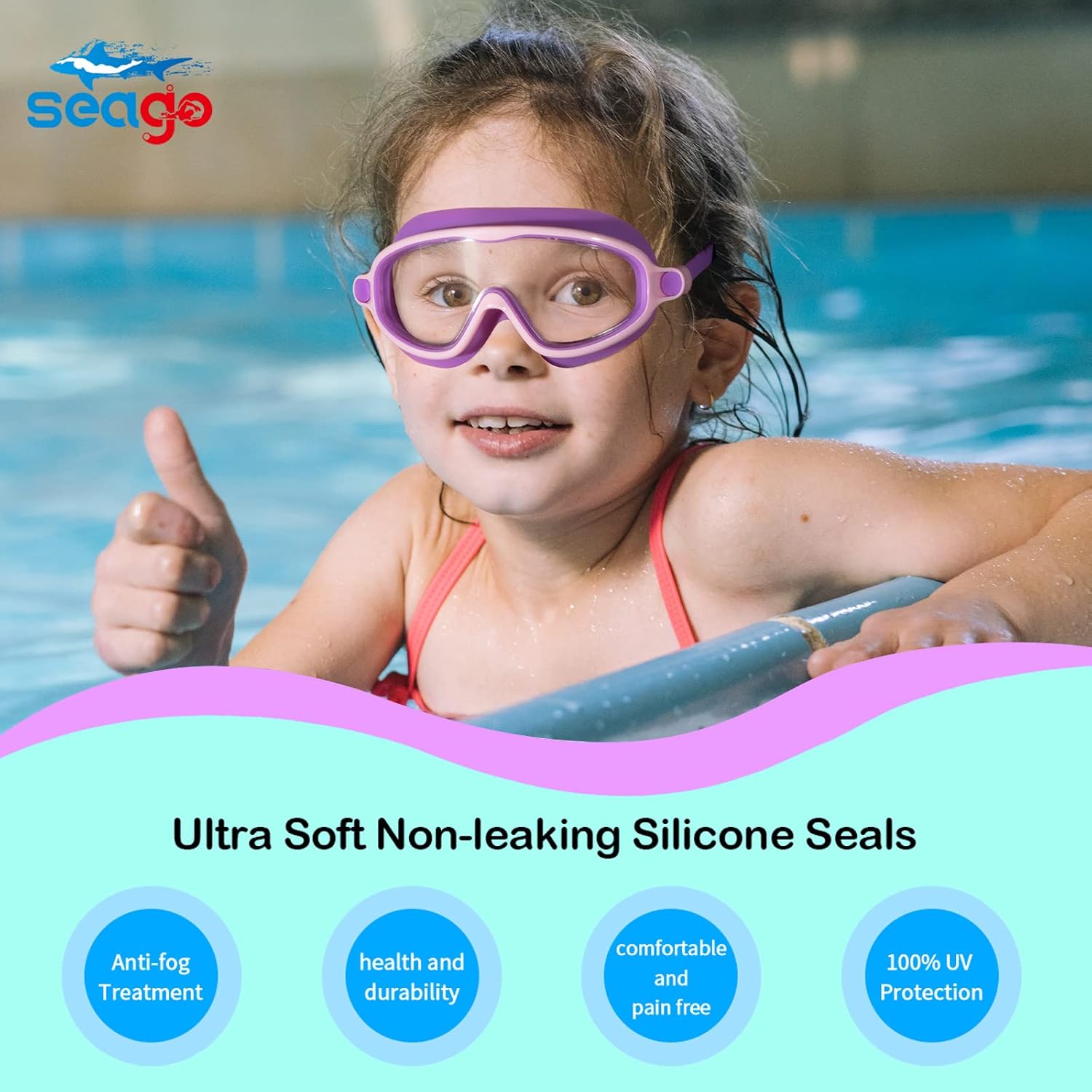 Skiennix Kids Swimming Goggles - Anti-Fog, UV Protection, Watertight Design | 2-Pack for Ages 3-15