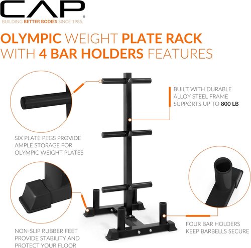 CAP Barbell Olympic Bumper Plate Rack - Durable Storage Solution for Home Gyms
