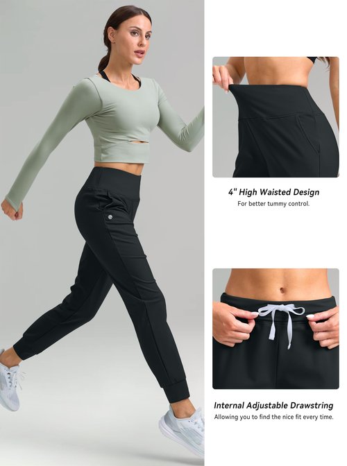 G GRADUAL Women's Fleece Lined Joggers High Waisted Water Resistant Thermal Hiking Pants Cold Weather Sweatpants with Pockets(Melantie,M)