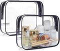 BAGSMART Clear Toiletry Bag - TSA Approved Travel Accessories | Water-Repellent Makeup Bag (Black, 2-Pack)