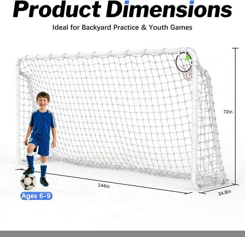 Metal Soccer Goal by [Brand Name] - Rust-Proof Reinforced Frame | PE Soccer Net & Training Cones - 8x6, 12x6, 16x7 FT Sizes