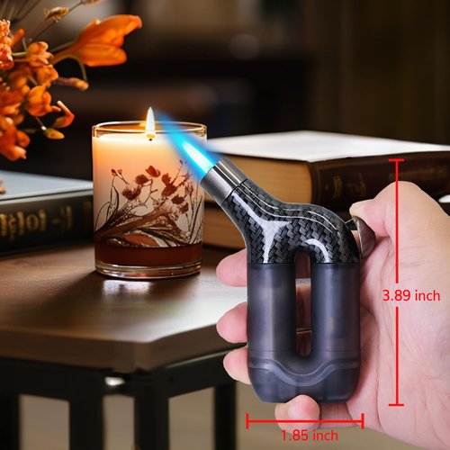 Laffizz 2 Pack Torch Lighter Single Jet Flame Refillable Butane Lighters Windproof Gas Torch Lighters Adjustable Jet Cool Lighter for Camping Candle BBQ Grill(Fuel Not Included)