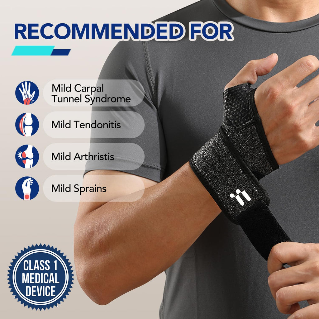 Skiennix Wrist Brace - Soft Thumb Opening for Carpal Tunnel Relief | Compression Support for Men & Women