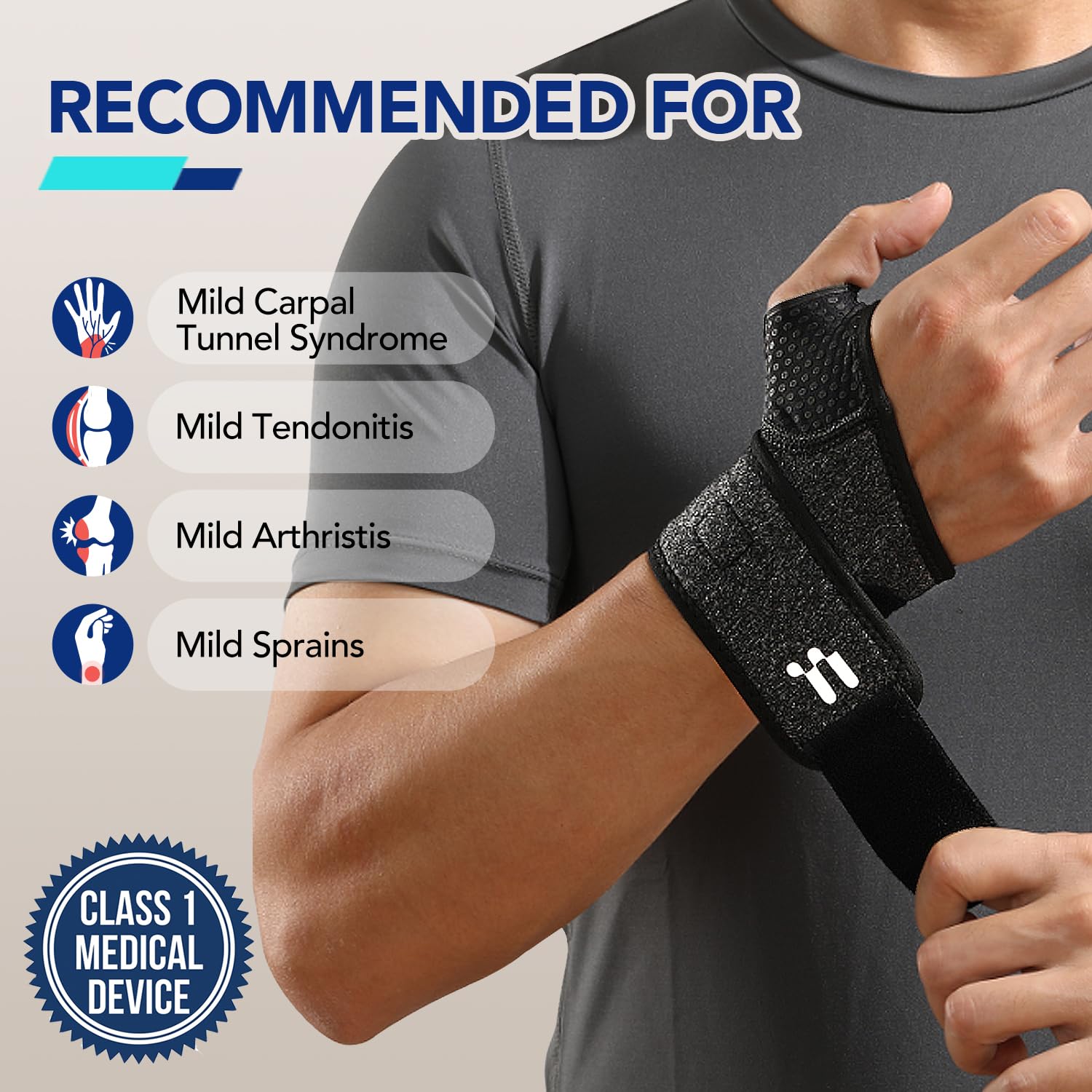 Skiennix Wrist Brace - Soft Thumb Opening for Carpal Tunnel Relief | Compression Support for Men & Women