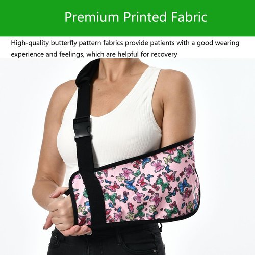 Ledhlth Arm Sling for Broken Arm Torn Rotator Cuff Shoulder Elbow Wrist injury Printed Brace Support for Adults and Women (Butterfly)