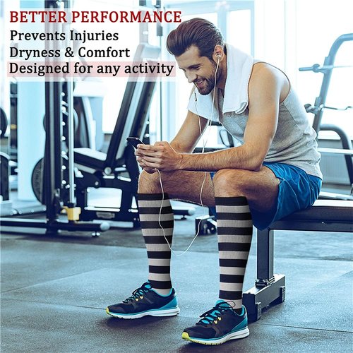 CHARMKING Compression Socks - 15-20 mmHg Circulation Support for Men & Women | 8 Pairs for Athletic Running & Cycling