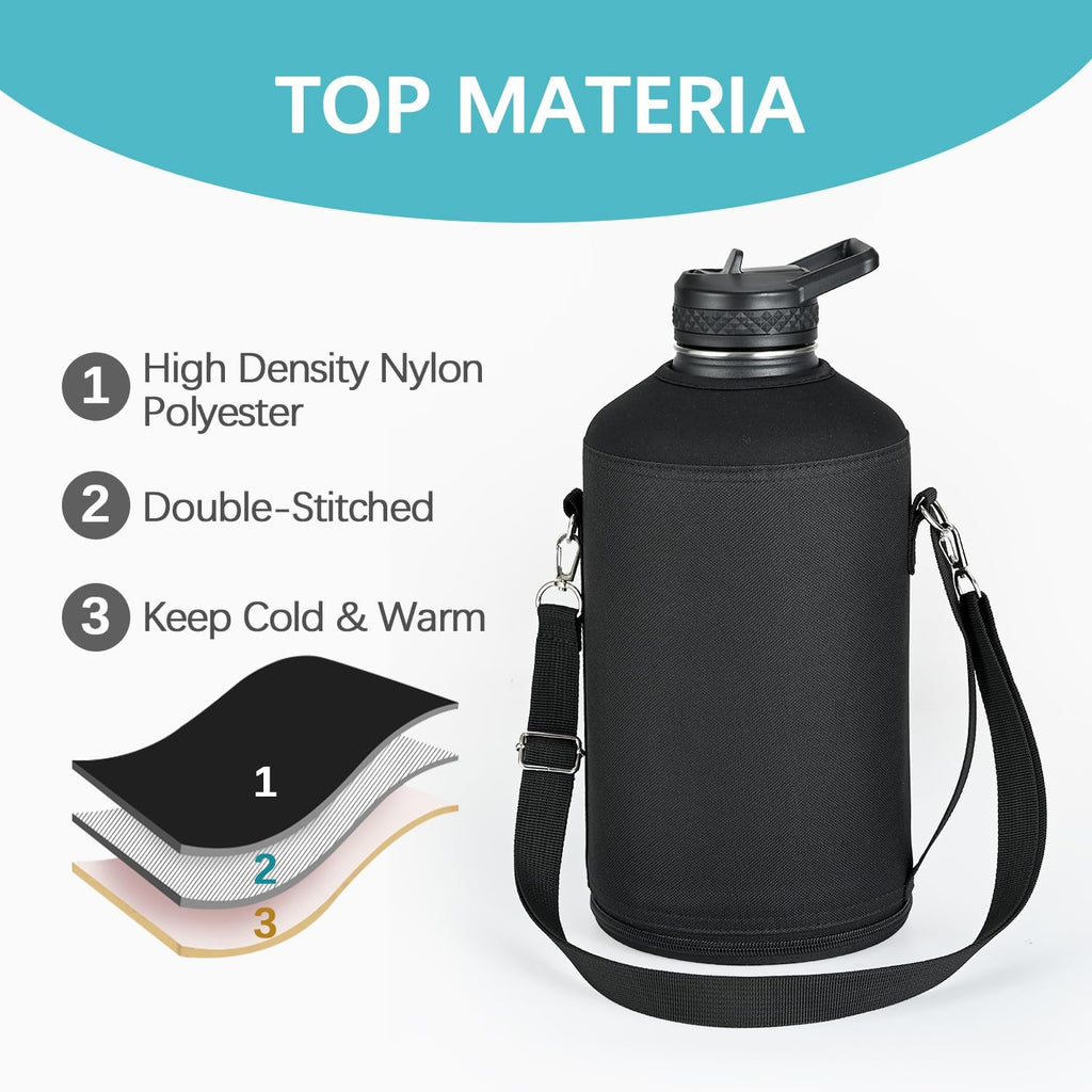 RAYMYLO Water Bottle Holder - Adjustable Crossbody Carrier Bag for 64/128 oz Bottles | Black