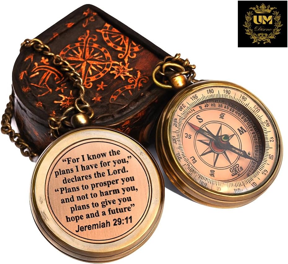 Skiennix Compass - Jeremiah 29:11 Inspirational Gift for Kids | First Communion & Graduation