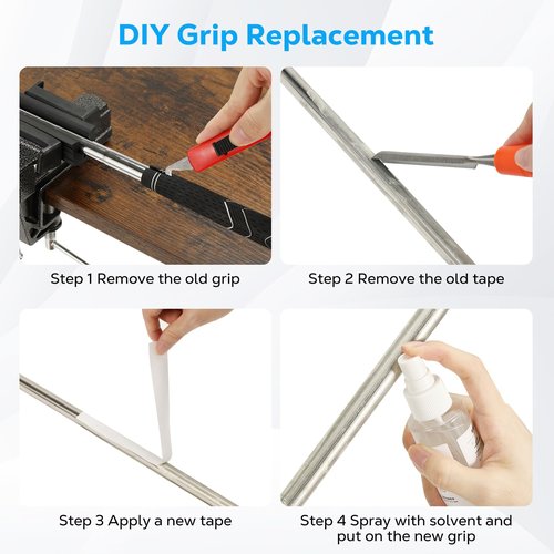 MoKo Golf Grip Kit for Regripping Clubs, Portable Golf Regripping Kit, Includes Hook Blade, Tapes, Rubber Clamp, Bench Vise, Tape Remover, Gloves, Solvent and Nozzles, Easy to Use