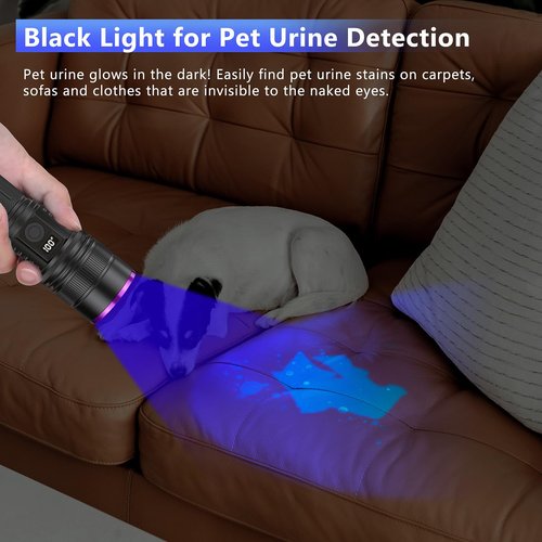 WINDFIRE Black Light Flashlight 365nm, UV Flashlight Rechargeable with LCD Display, 30W High Power Blacklight for Pet Urine Detection, Rocks, Scorpions, Resin Curing, Blood Tracking, Uranium Glass