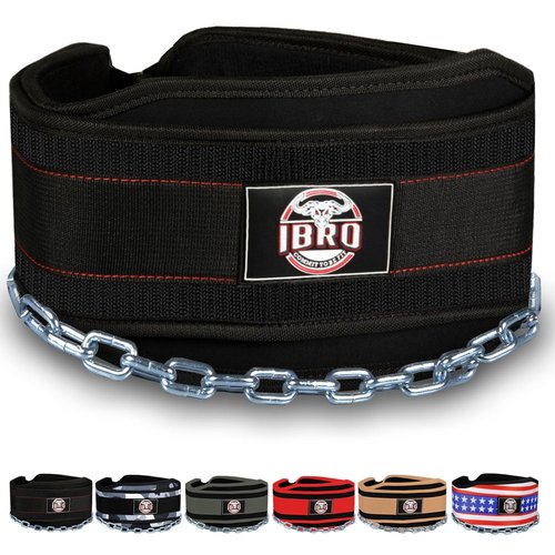 IBRO Advanced Fitness Dipping Belt with heavy Duty Long Steel Chain | Weighted Dips, Pullups, Bodybuilding, Weight Lifting | Neoprene Waist Support | for Men and Women