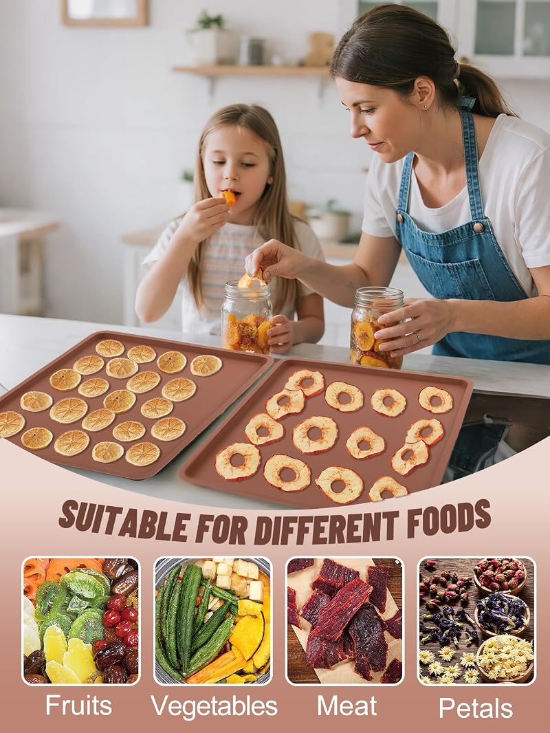 6Pcs Silicone Food Dehydrator Sheets with Edge, Non-Stick Tray Liner - 13.7" x 13.7" (Variation: 6pcs)