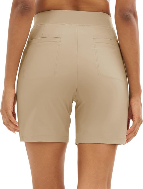 MAGCOMSEN Women's High Waisted Hiking Golf Shorts - Lightweight Stretchy Athletic Design, 7" Length