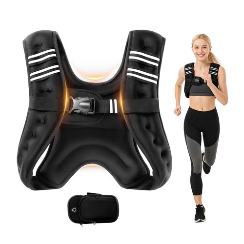 ROBORE Weighted Vest, 8lb/12lb/16lb/20lb Weight Vest with Reflective Stripe for Workout, Body Weight Vests for Women, Men, Strength Training, Running, Fitness, Weight Loss, Weightlifting (12LB)