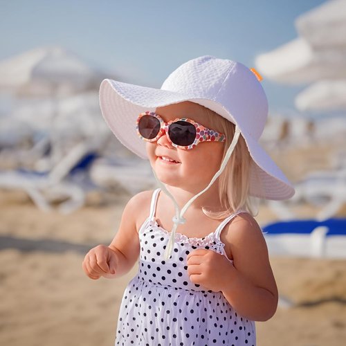 HONGTEYA Baby Sun Hat - Adjustable Toddler Beach Hat with Wide Brim for Sun Protection | Summer Outdoor Use