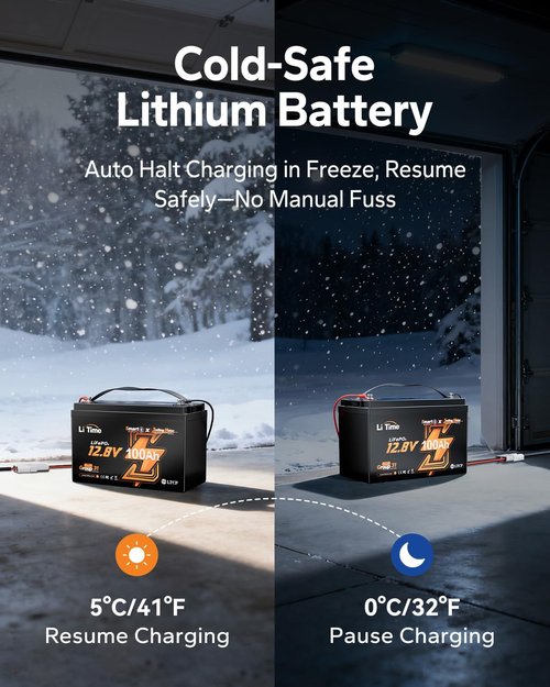 Litime 12V Bluetooth LiFePO4 Trolling Motor Battery - 100Ah, 15000 Deep Cycles, Low-Temp Protection (2-Pack)