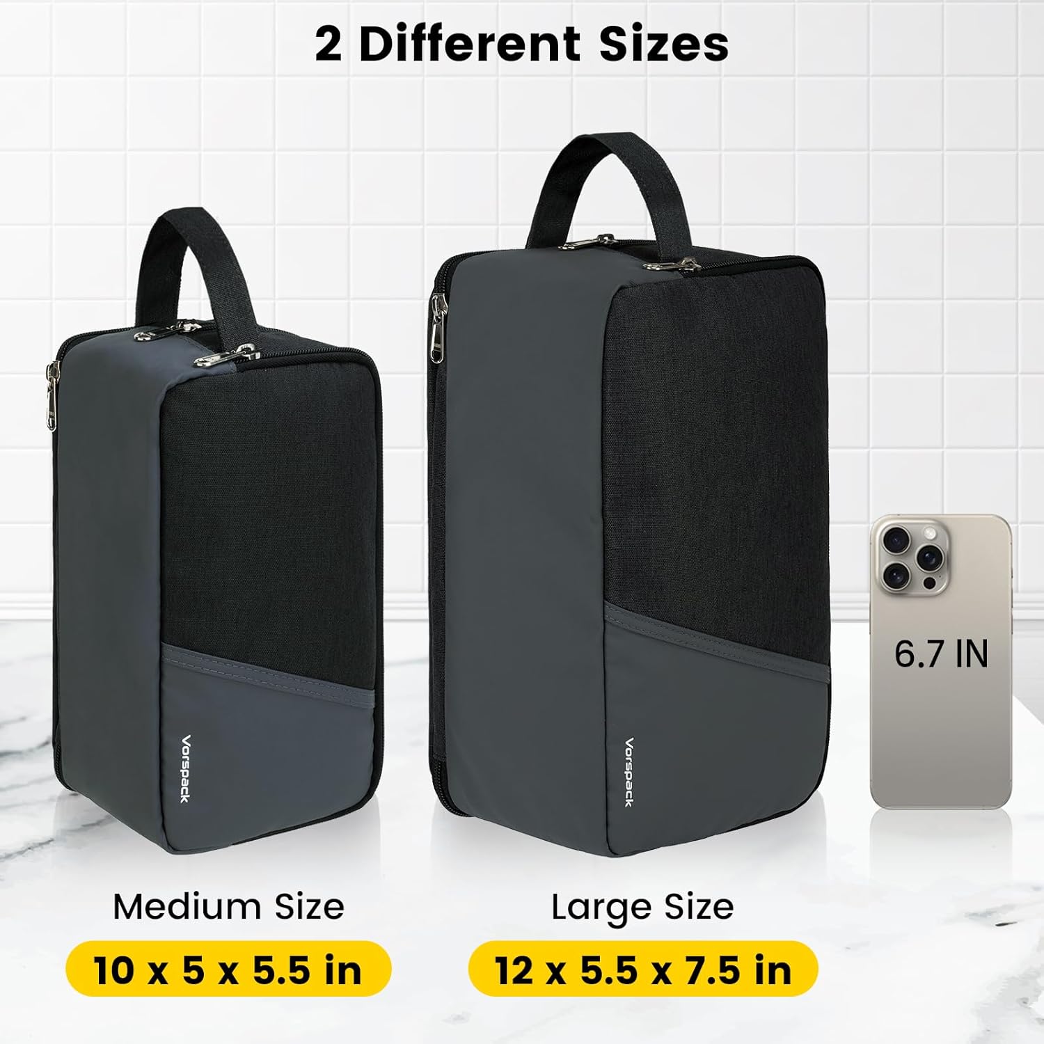 Vorspack Travel Toiletry Bag - Water-Resistant Men's Skincare Organizer | Ideal for Bathroom Essentials - Black