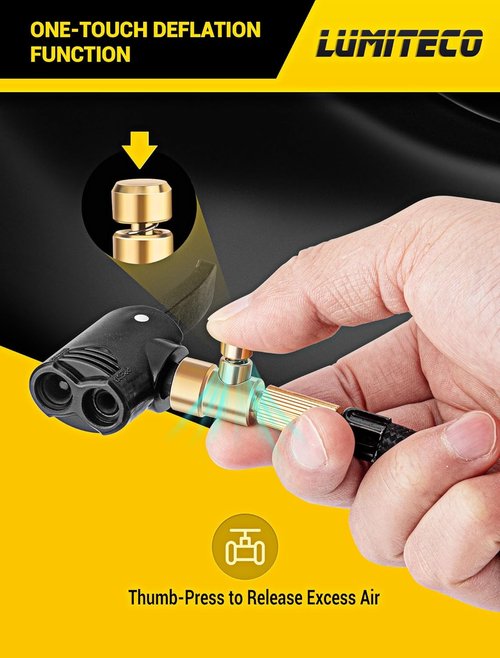 Locking Presta Schrader Air Chuck - Dual Head Pump Nozzle with 1/4" F-NPT Quick Connect for Bike Tires