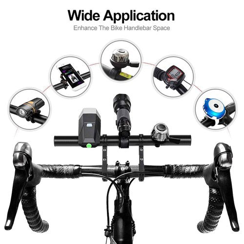 Bike Bicycle Double Handlebar Extender Extension,11.8"(30 cm) Aluminum alloy Super Long Bracket Accessories，For Bike Mounts,GPS Units, Headlights,Light Lamp,Phone Mount,For 20mm-32mm caliber