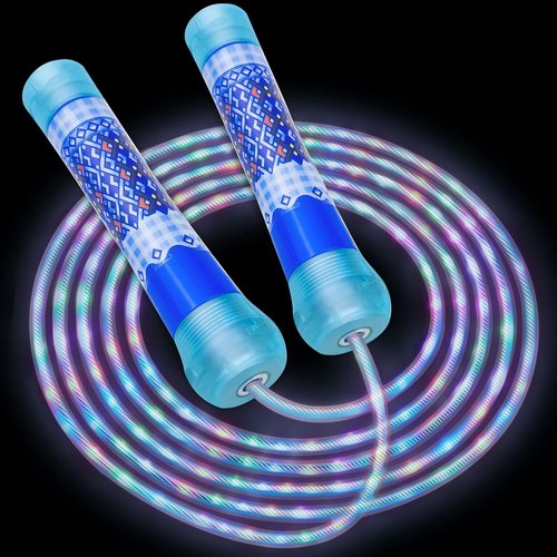 LED Jump Rope for Kids | Glowing Colorful Skipping Rope - Adjustable Light-Up Fitness Tool