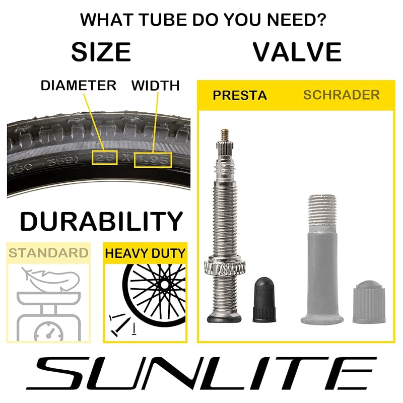 Sunlite Thorn-Resistant Presta Valve Tube 700 x 20-25, 48mm (Pack of 2)