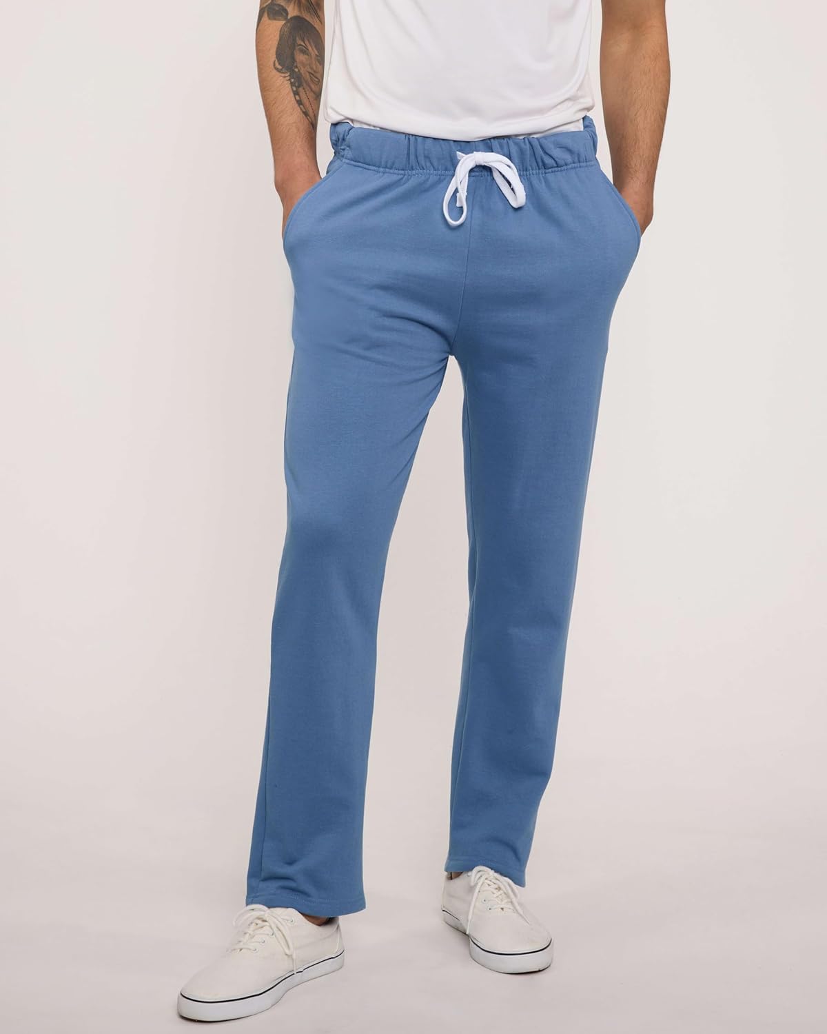 Real Essentials Men's Tech Fleece Sweatpants - 3 Pack with Pockets | Casual Open Bottom (Big & Tall Available)